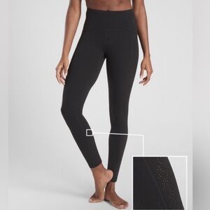 Athleta Revelation Laser Cut PowerVita Legging Size Small Black